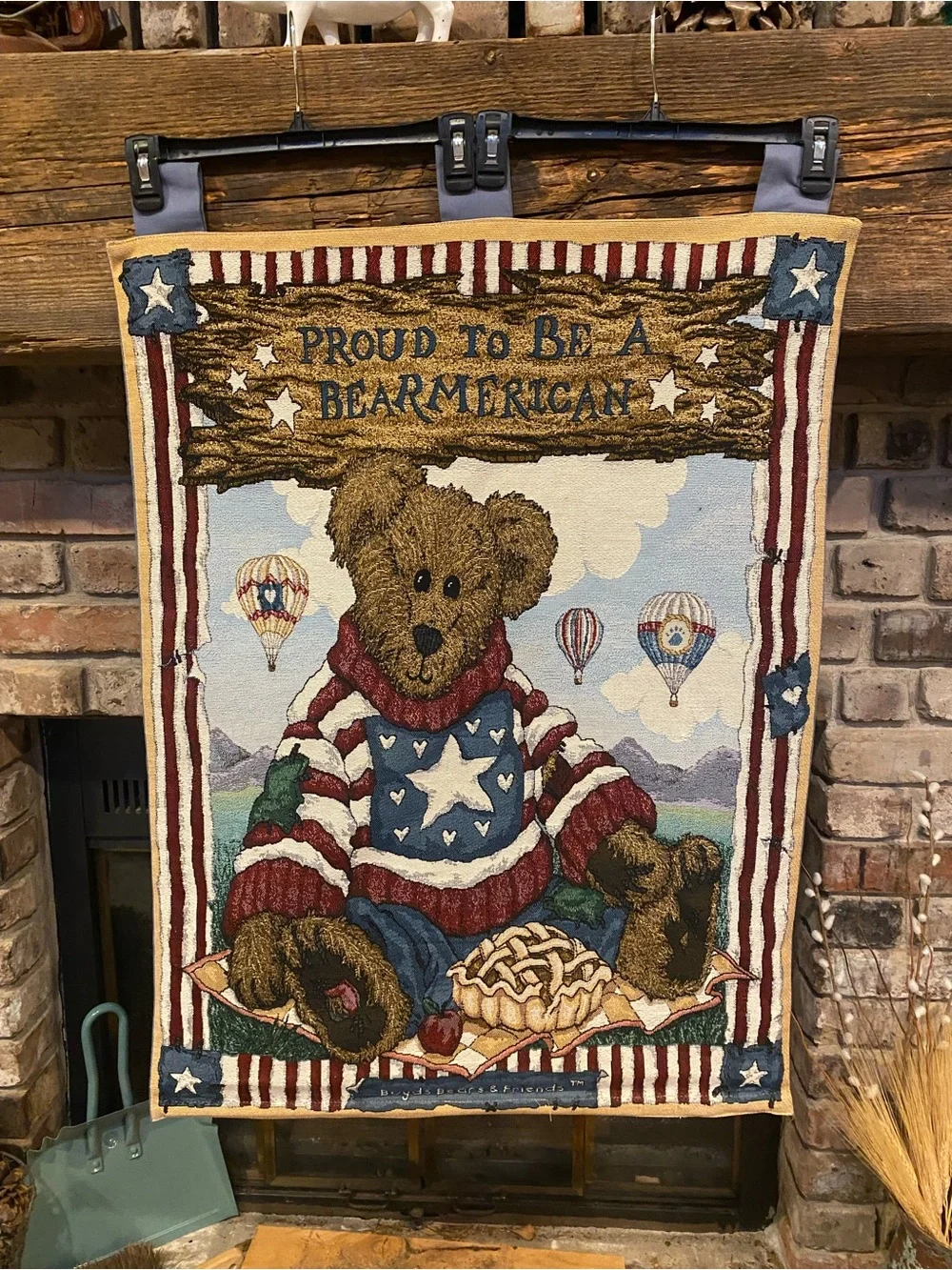 VTG Boyds Bears & Friends Proud To Be A Bearmerican Tapestry Wall Hanging 26x36